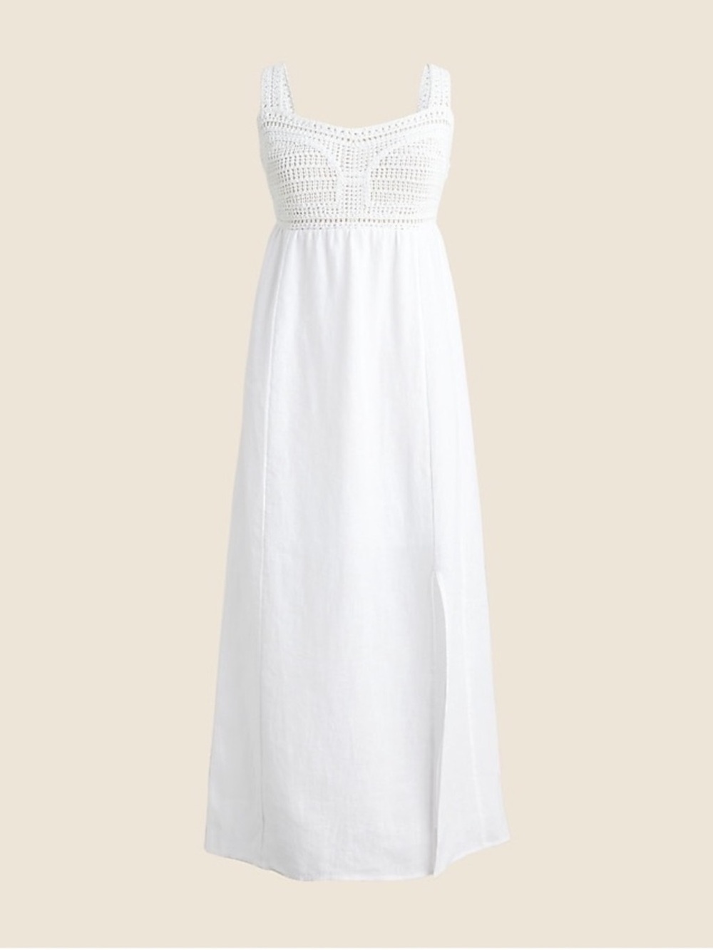 J. Crew White Crochet-top midi dress